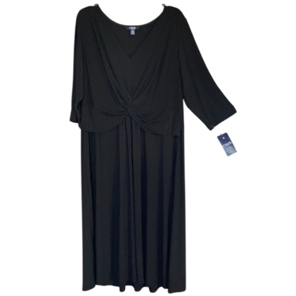 Chaps Dresses & Skirts - Plus size chaps dress knot front black with stretch party size 18W